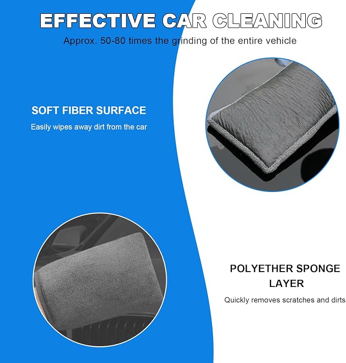 2 PCS Clay Mitts, Microfiber Clay Bar Towel Medium Grade Auto Detailing Gloves, Scratch-Free Surface Prep Mitt Alternative for Car Paint Claying Cleaning & Polishing (Gray)