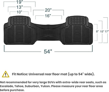 FH Group Car Floor Mats - Heavy-Duty Rubber Floor Mats for Cars, Universal Fit Rear Set, Trimmable Automotive Floor Mats, ClimaProof Floor Mats For Most Sedan, SUV, Truck Floor Mats Beige