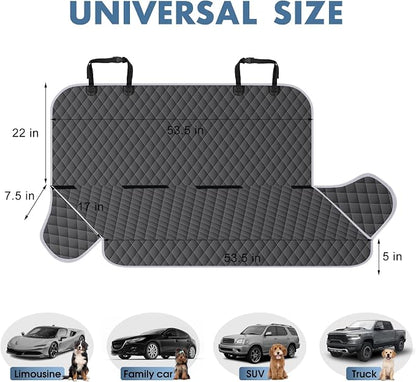 NECKORY Backseat Cover for Dogs, Waterproof and Non-Slip Pet Bench Seat Covers, Car Seat Protector for Back Seat, Universal Size Rear Car Seat Cover Fits Cars, Trucks and SUVs, M-Charcoal Grey&Grey