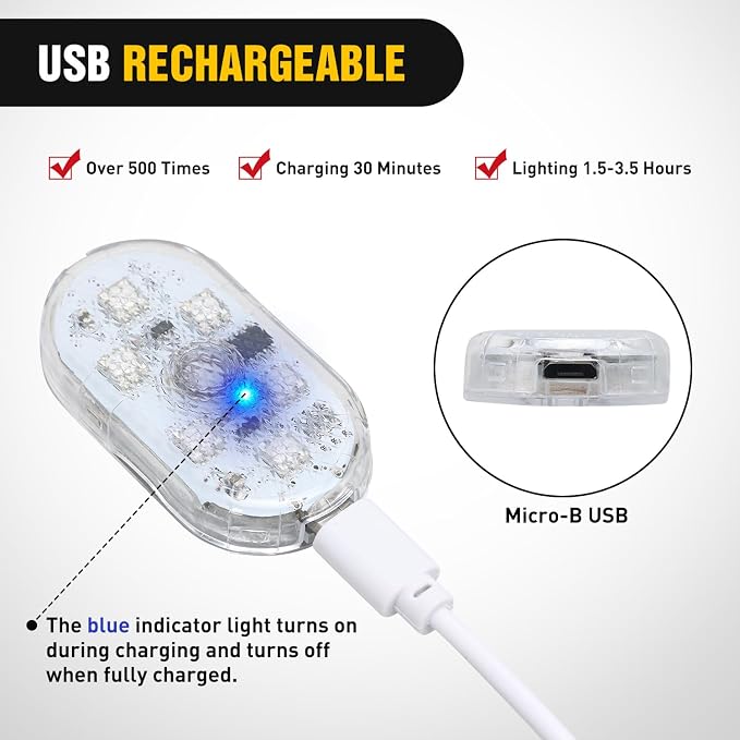 Nilight Wireless Magnetic RGB LED Interior Lights, 2 PCS 7 Colors USB Rechargeable Universal Mini Sticky Footwell Ambient Atmosphere Reading Lamp with Touch Sensor, Portable Night Lighting for Car
