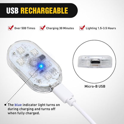 Nilight Wireless Magnetic RGB LED Interior Lights, 2 PCS 7 Colors USB Rechargeable Universal Mini Sticky Footwell Ambient Atmosphere Reading Lamp with Touch Sensor, Portable Night Lighting for Car