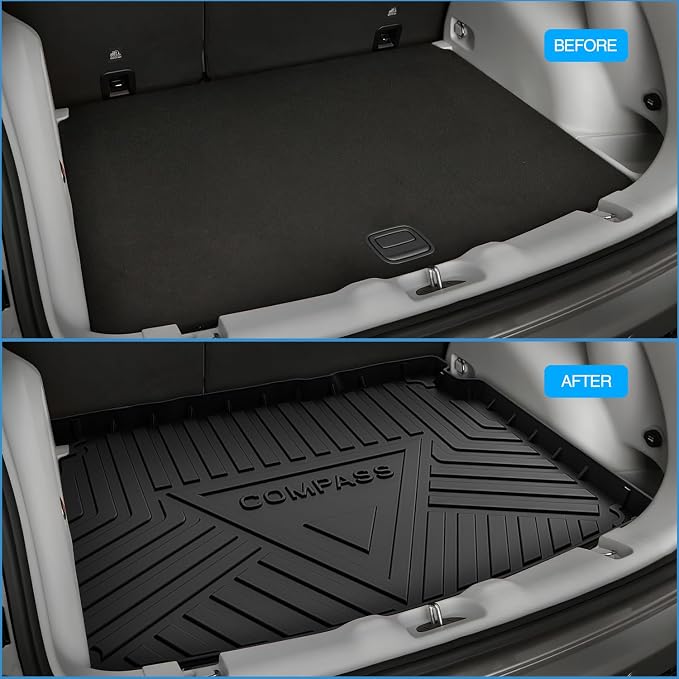 Nilight Cargo Mats for Jeep Compass 2017 2018 2019 2020 2021 2022 2023 2024 2025,All Weather Protection Heavy Duty Cargo Liners