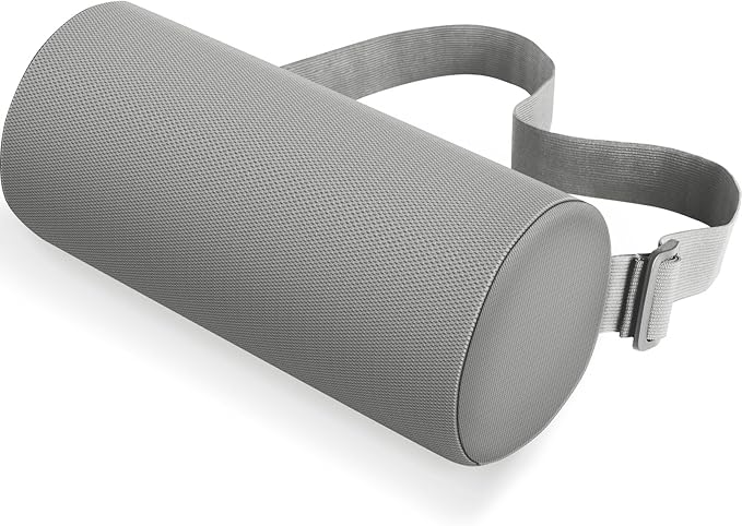 Lumbar Roll Support Pillow for Office Chair, Car, Gaming Chair, Memory Foam Back Cushion with Washable Cover for Relieving Back Pain & Improving Posture,Light Grey