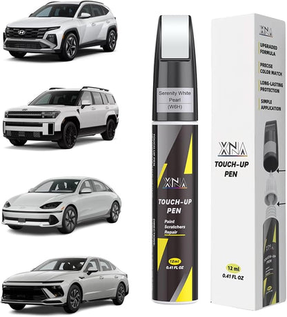 XNA Serenity White Pearl(W6H) for Hyundai Touch Up Paint, Car Scratch Remover for Nicks and Chips Repair, 2-In-1 Quick & Easy Fix Car Scratch Repair Kit with Exact Color-Matched