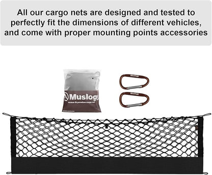 Muslogy Truck Bed Cargo Net Trunk Netting Compatible with 2023 2024 2025 2026 Kia Sportage Accessories, Pickup Cargo Organizer SUV Sedan Storage Net w/Heavy Duty Carabiners
