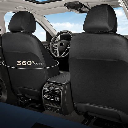 Coverado Car Seat Covers Front Seats, Luxury Leather Car Seat Covers, Automotive Mesh Seat Covers 2 Pack, Airbag-Compatible, Black Blue Seat Covers for SUV Sedan Truck