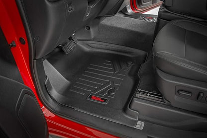 Rough Country All Weather Floor Mats Set for Ford F-250/F-350 SuperDuty (2017-2025) CrewCab with Bench Seat - Non-Slip Waterproof Flexible Floor Mat, Front & Rear Set