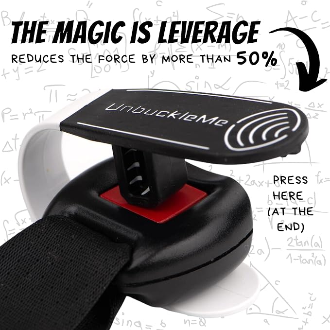 UnbuckleMe Car Seat Buckle Release Tool - Easy Opener Aid for Arthritis, Long Nails, Older Kids - Button Pusher for Infant, Toddler, Convertible 5 pt Harness car Seats - As Seen on Shark Tank (Black)