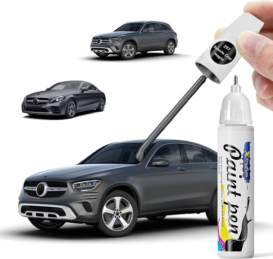 297 Selenite Grey Magno Touch Up Paint Compatible with Mercedes Benz, DIY Car Paint Scratch Repair, Quick & Easy Fix Automotive Scratch Repair for C/E/S/G/CLA/CLS/GLC/EQB/EQS/SL/Maybach