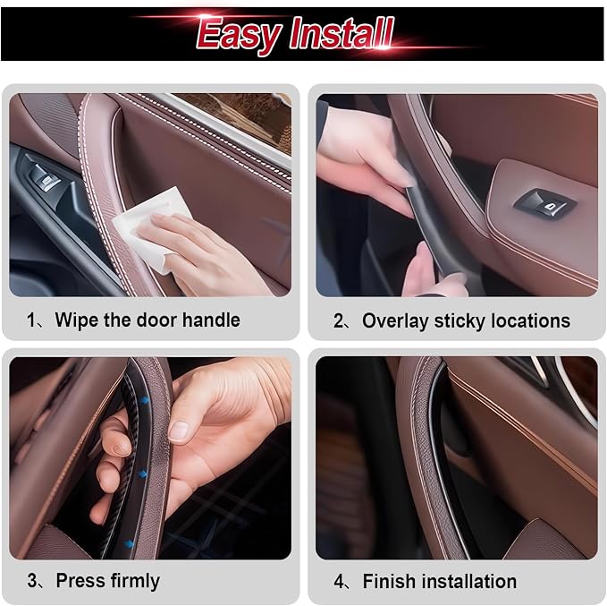 4PCS Carbon Fiber Pattern Driver Door Armrest Box and Pull Handle kit Covers Trim Compatible with X3 X4 F25 F26 2011-2017 Left Side Storage Box