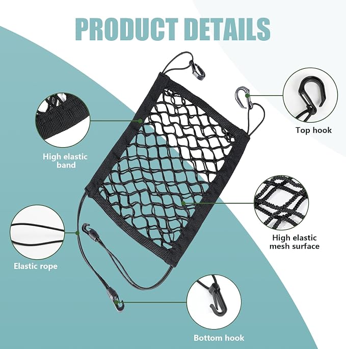 1 PC Car Separator Mesh Between Front Seats, 11.4" x 10.2" Double Layer Coarse Mesh Pet Anti-falling Safety Barrier, Portable Multifunctional Organizer Accessory, Suitable for Cars (Black)