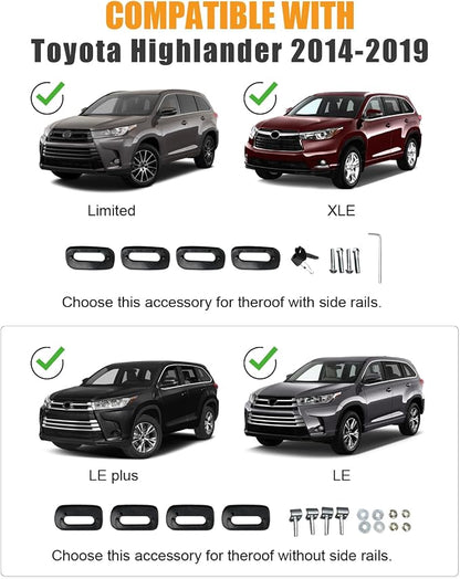 KINGGERI Lockable 220lbs Cross Bars Roof Racks Fit for Toyota Highlander 2014-2019 XLE Limited & SE LE & LE Plus, Aluminum Heavy Duty Roof Rails Crossbars Anti-Theft Metal Black Matte Luggage Kayak
