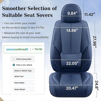 Coverado Seat Covers, Car Seat Covers Full Set, Leather Seat Covers for Cars, Car Seat Protector, Blue Car Seat Covers Front Seats and Back Seats Universal Fit for Most Cars