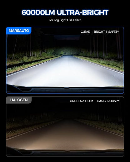 Marsauto H7 Light Bulbs, 70,000LM Brightness, 1:1 Mini Size, 6500K Cool White, 3 Min Plug and Play, IP68 Waterproof, Pack of 2