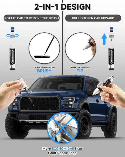 Touch Up Paint for Ford – Exact Match 2 in 1 Paint Pen for Chips and Nicks Repair (Atlas Blue Metallic(B3/M7440))
