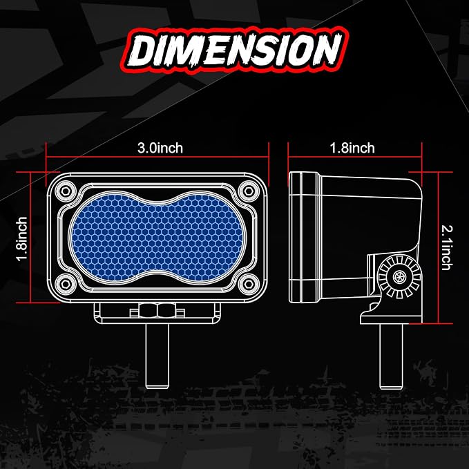 Blue LED Pod Lights 3 Inch 2PCS Auxiliary Backup Rear Light Bar Offroad Fog Driving Light Blue Hunting Fishing Emergency Safety Signal Work Lights for Truck Van UTV Pickup Boat