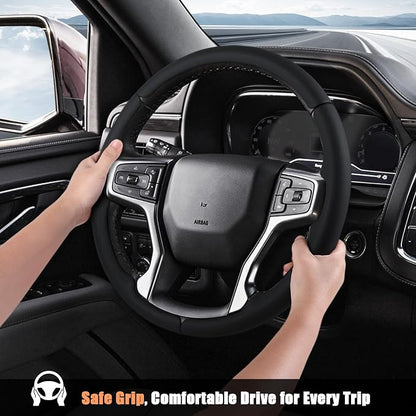 Aimato Customized Steering Wheel Cover for Chevy Silverado 1500 2019-2026/2500 3500 2020-2026/Blazer 2019-2025/Suburban Tahoe 2021-2024,Thin,Anti-Slip,Scratch-Resistant Car Accessory for Chevrolet