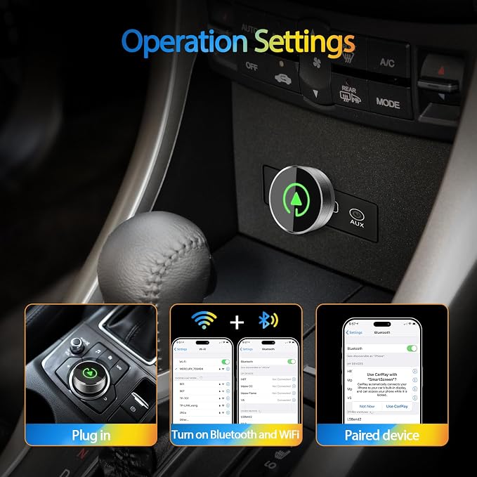 2-in-1 Wireless CarPlay Adapter for Apple iPhone & Android, Plug & Play, Auto Connection, No Latency, 2026 Upgarde Converts Wired Carplay Dongle to Wireless Car Play Adapter for iPhone iOS 10+
