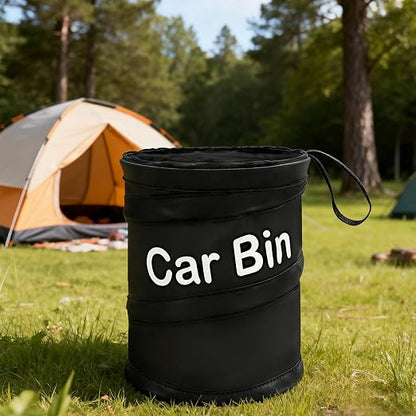 GiftNest Car Trash Can for Back Seat 1-Second Pop Up Foldable Leakproof 1 Gallon Car Garbage Bin with Hook and Loop Strap Waterproof Liner Car Garbage Bag Fits Cars, Home, Office