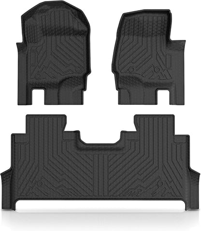 KUST Floor Mats for 2017-2026 Ford F250/F350/F450 Super Duty Crew Cab with Under-Seat Storage, All Weather Floor Liners for F250 Accessories Front Rear 2 Rows Truck Mats, TPE Rubber Raised Edge