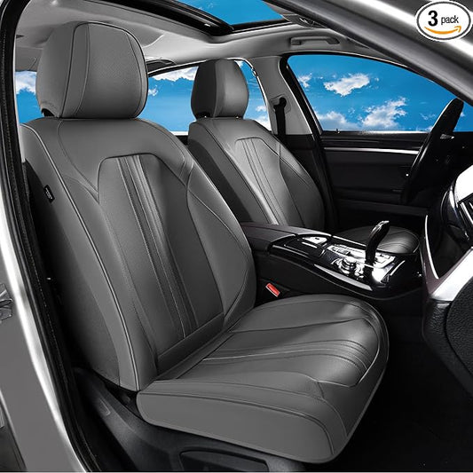 Huidasource Gray Seat Covers with Airbag, Thinned, Perforated, Cooling＆Heating, Premium Faux Leather Car Seat Cover, Seat Covers for with Velcro Adjustable Universal Fit for Most Cars SUV Trucks, Gray