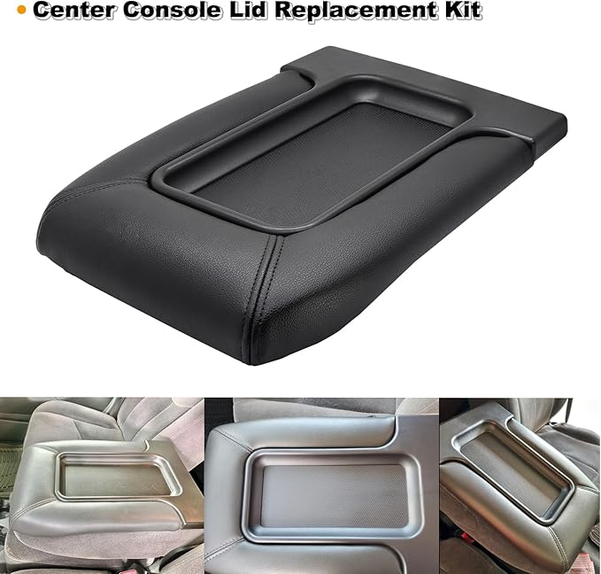 NHILES Center Console Lid Replacement Kit for 1999 2000 2001 2002 2003 2004 2005 2006 2007 Silverado/Avalanche/Suburban/Sierra/Yukon Replaces Number 19127364, 19127365, 19127366 (Black)