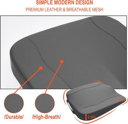Lofty Aim Car Seat Cushion, Comfort Memory Foam Car Cushions for Driving - Sciatica & Lower Back Pain Relief, Driver Seat Pillow for Auto, Office Chair, Wheelchair - Classic Grey