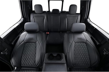 Coverado Full Set F150 Seat Covers, Waterproof Faux Leather Full Coverage Protector for 2015-2026 Ford F150 & 2017-2026 F250 F350 F450 Crew Cab, Black Truck Interior Car Seat Cushion Covers