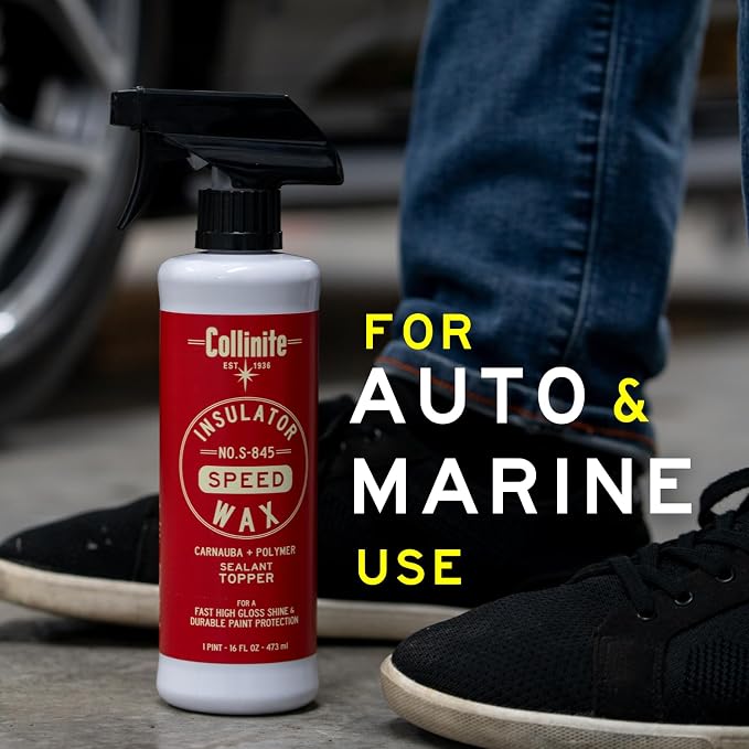 Collinite S-845 Insulator Wax Speed-Carnauba + Polymer Sealant+Spray Wax Topper. High Gloss Shine + Paint Protection & Durable Hydrophobics. Fast Spray& Wipe Results for Cars, Trucks, RV (16 fl oz)