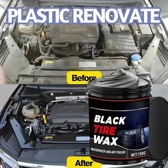Tire Wax Black | Automotive Tyre Nourishing | Auto Wheel Coating Paste | for Mechanics Drivers Detailers Groomers Modifiers Racers Restorers Trucks SUVs RVs Sedans Garages Shops