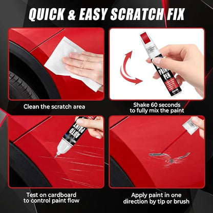 Touch Up Paint for Cars (Ultra Red PR01), Compatible with Tesla Model Y/3/S/X, 0.4 fl oz Color Accurate 2-in-1 Car Paint Scratch Repair Pen, Professional Grade, Fast-Drying & Long-Lasting