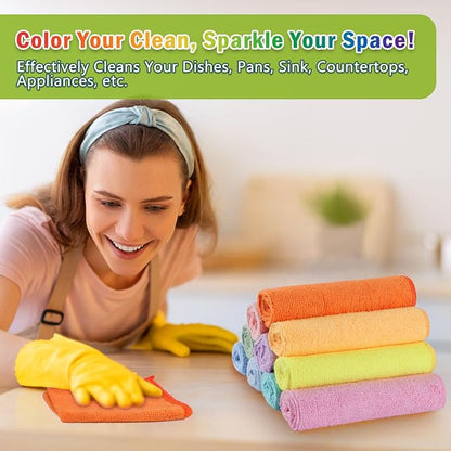 AIDEA Microfiber Cleaning Cloth, 20PK, Colorful Lint-Free Vibrant Cleaning Rags, Microfiber Towels for Cars, Wash Cloths, Dusting Cloth for Home, Window, Cleaning Supplies, 11.5"×11.5"