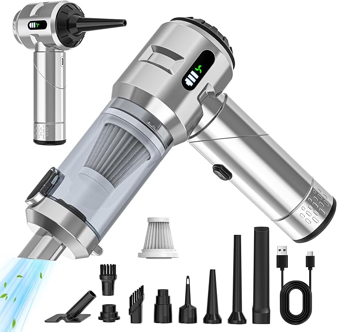 【Upgraded Version】Sycoodeal Car Vacuum Cleaner,Mini Portable Vacuum Cordless,25000PA Powerful Strong Cyclonic Suction USB Rechargeable Foldable Handheld Vacuum with One-touch Dust Removal for Car,Home