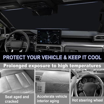 Windshield Sun Shade for 2024 2025 2026 Toyota Tacoma Accessories Custom Fit Pickup Foldable Front Window Sun Visor 310T Thickened UV Heat Insulation Protection Keep Cool