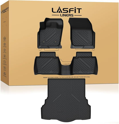 LASFIT Floor Mats & Cargo Liner for 2013-2016 Ford Fusion (Only Fit Gasoline), Custom Fit Full Coverage All-Weather Floor Liners with Trunk Mat, TPE Fusion Accessories, Black