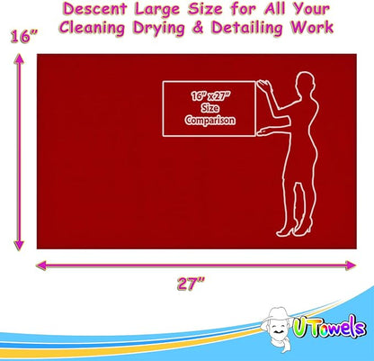 Cleaning Cloth Towels - Large 27" x 16" Microfiber Rags - Highly Absorbent, Lint Free Streak Free for House, Kitchen, Car, Window Detailing Reusable Shop Towels (6-Pack, Burgundy)
