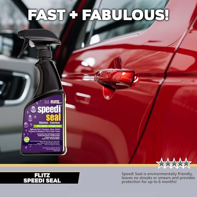 Flitz Speedi Seal - 16oz Bottle of USA-Made Ceramic Coating for Cars to Polish & Protect for Up to 6 Months - Works on Paint, Fiberglass, & More - Streak-Free Ceramic Spray Sealant (3 Pack)