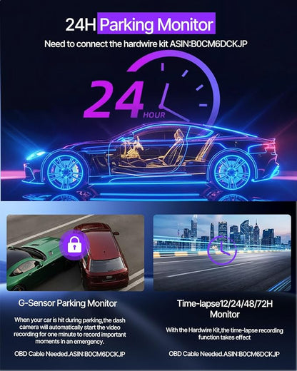 Dash Cam Front and Rear, 2.5K Dual Dash Camera W/ 64GB Card,3" IPS Screen Dash Cam Built-in 5G WiFi, Car Camera with G-Sensor, Loop Recording, Night Vision, 24H Parking Monitor,170°Wide Angle