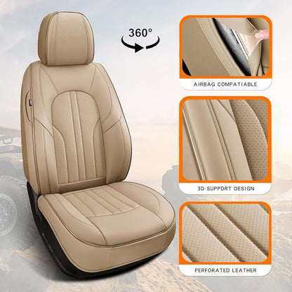 MINGBRON Car Seat Covers,Car Seat Protector Waterproof,Seat Covers Full Set, Car Seat Protectors,Automotive Seat Covers Fit for Most Cars Beige