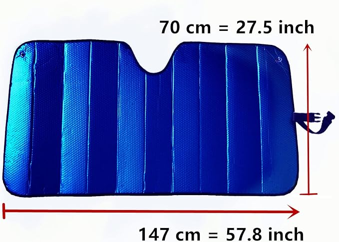 Windshield Sunshade-Thicken 5-Layer Bubble Block Heat and Sun UV Rays,Front Windshield Sun Shade,Sun Visor for Car- Keeps Your Vehicle Cool - 58 x 27.5 Inch (Dark Blue)