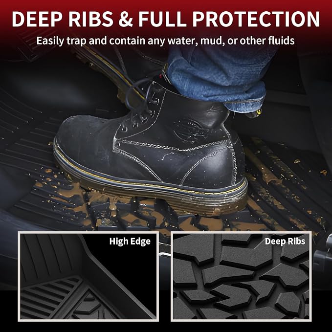 LASFIT Floor Mats for Ford Maverick 2026 2025 2024 2023 2022 (Hybrid Models Only) All Weather Car Mats TPE Truck Liners Vehicle Accessories for Ford Maverick - 1st & 2nd Row, Black