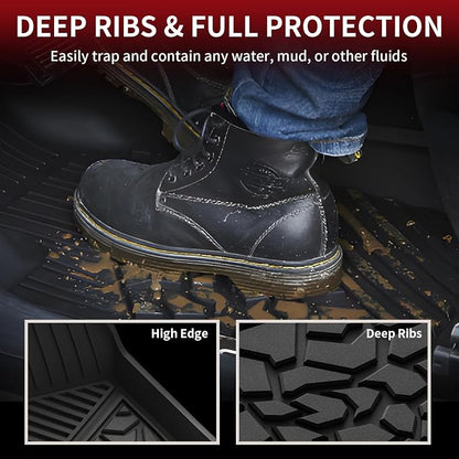 LASFIT Floor Mats for Ford Maverick 2026 2025 2024 2023 2022 (Hybrid Models Only) All Weather Car Mats TPE Truck Liners Vehicle Accessories for Ford Maverick - 1st & 2nd Row, Black