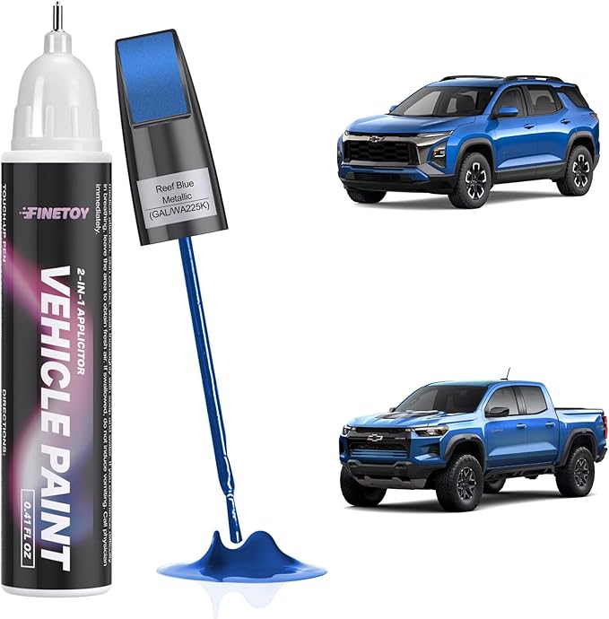 GAL/WA225K Reef Blue Metallic Touch Up Paint for Chevrolet, Car Scratch Repair Paint Kit with 2 in 1 Brush and Pen Nip, Exact-Match & Quick Drying Design for Chips and Nicks