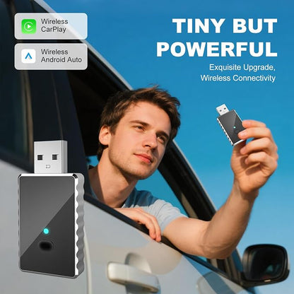 Wireless CarPlay Adapter for iPhone - Carplay&Android Auto Wireless Adapter Convert Wired to Wire-Less Carplay Dongle Fast Setup No Latency for Cars with Built-in Car-Play