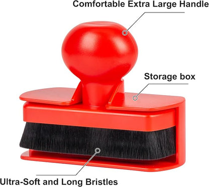 Tire Shine Applicator Brush - Large Automotive Tire Dressing Applicator with Storage Stand for Tire Detailing & Car Wash Kit,3.6 Inch Length, Included Magnetic Sheet for Easy Storage (Black) (Red)
