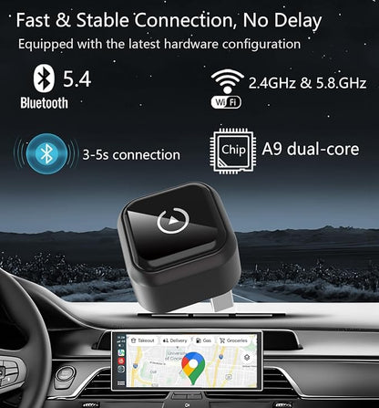 Wireless Carplay Adapter for Apple iPhone & Android Auto Wireless Adapter 2 in 1, 2026's Newly Upgraded,Subversive Ultra-Compact Design, Faster and More Stable Connection,for iOS 10+ & Android 11+
