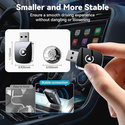 2026 Upgrade Wireless CarPlay Adapter for iPhone,2 in 1 for Apple Carplay and Android Auto Adapter,Convert Wired to Wireless, Plug & Play Mini CarPlay USB to USB-C/Type-C, Stable Control & No Delay