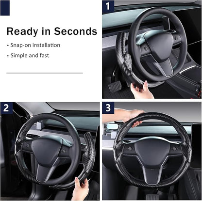 Steering Wheel Cover for Tesla Model 3(2017-2023) Model Y(2020-2024), Steering Wheel Accessories for Tesla Model 3/ Y