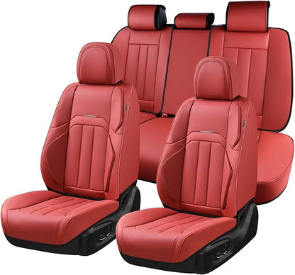 Coverado Car Seat Covers Front Set, Luxury Nappa Leather Seat Covers Universal Fit Waterproof Non-Slip Breathable Automotive Seat Protectors for Cars, SUVs, Trucks