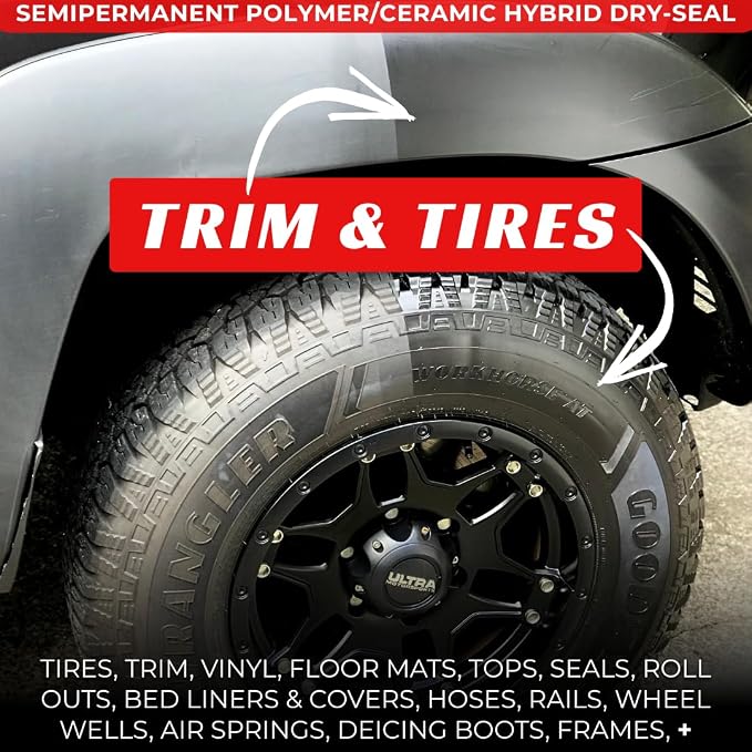 RENEW PROTECT - SATN, Lasts Months - Years, Low-Gloss Ceramic-Hybrid Protectant | 100% Motorcycle-Safe, Golf Carts | Trim & Tire, Restorer for Faded Plastic, Vinyl, & Patio Furniture, Stop Dry Rot 8oz